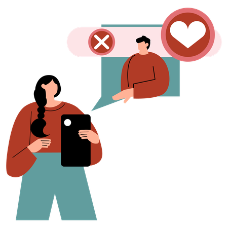 People dating online through mobile  Illustration