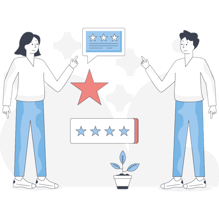 People  dcussing star rating  Illustration