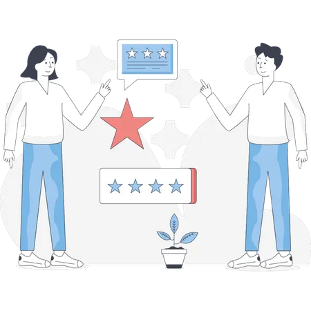 People  dcussing star rating  Illustration