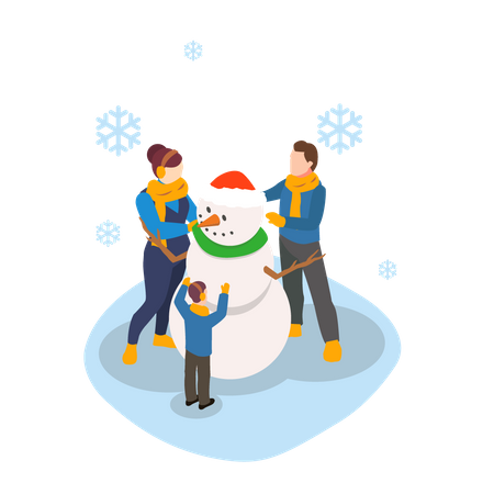 People decorating Christmas tree  Illustration