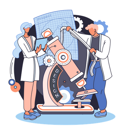 People designing medical equipment  Illustration