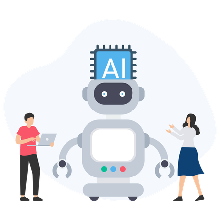 People Developing AI Bot  Illustration