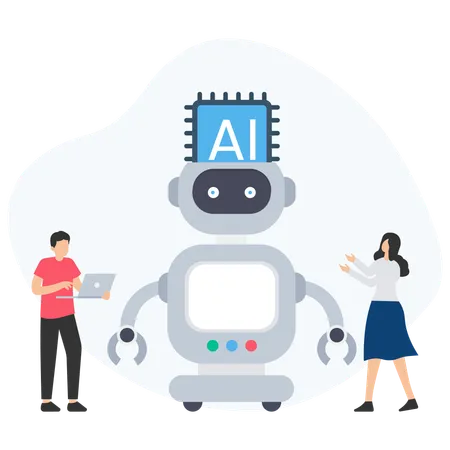 People Developing AI Bot  Illustration