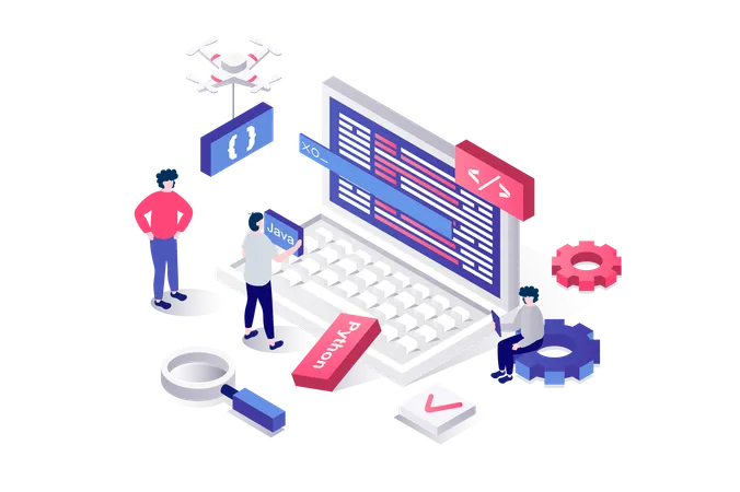 People developing new software  Illustration