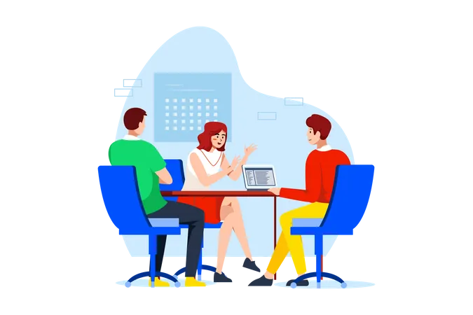 People Discuss About Business Solution  Illustration