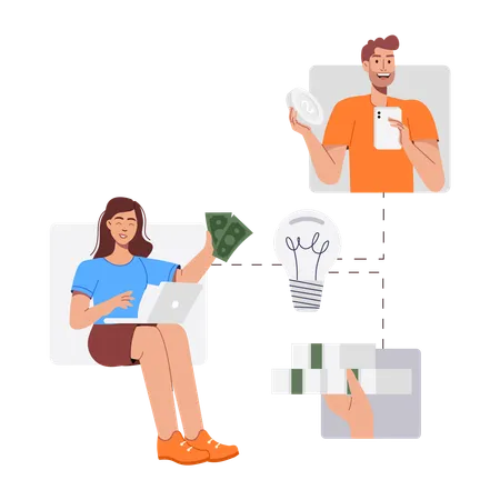 People Discussing About Fundraising idea  Illustration