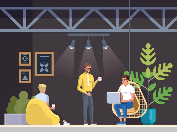 People discussing inside cafe  Illustration