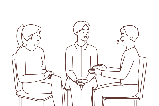 People discussing while sitting with each other  Illustration