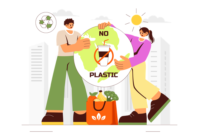 People Do Not Use Plastic Product  Illustration