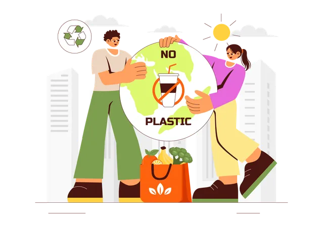 People Do Not Use Plastic Product  Illustration