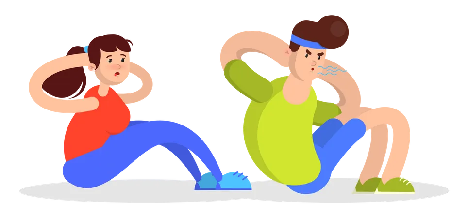 People doing abs exercise  Illustration