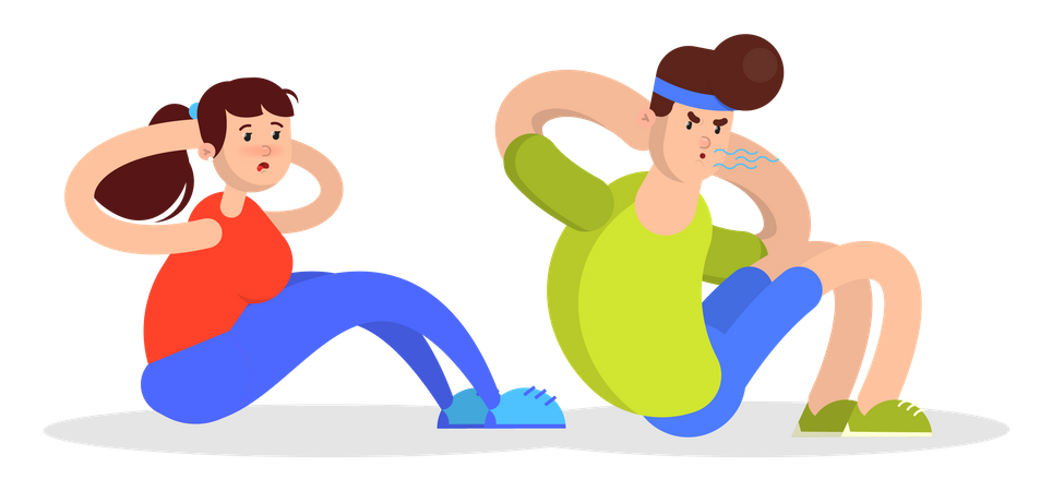 People doing abs exercise  Illustration