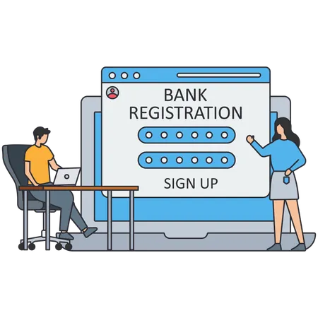 People doing account registration  Illustration