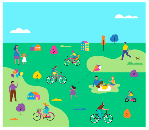 People doing activities in park Illustration