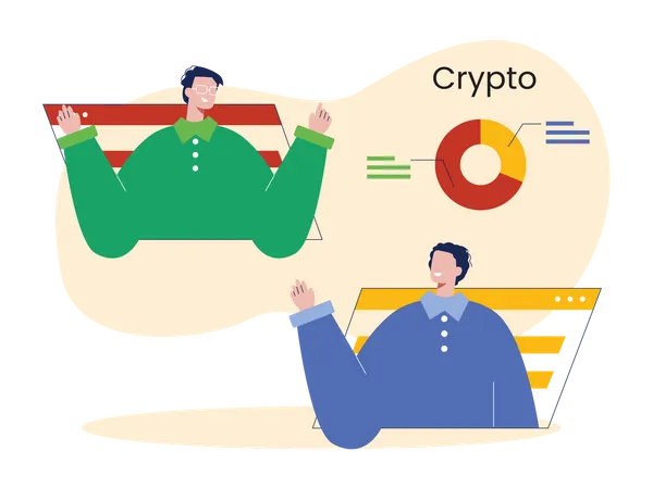 People doing analysis on crypto  Illustration