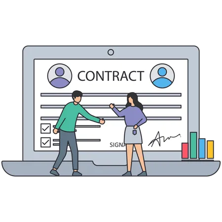 People doing B2B contract  Illustration