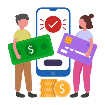 People doing Bank P2P Transfer  Illustration