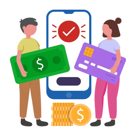 People doing Bank P2P Transfer  Illustration