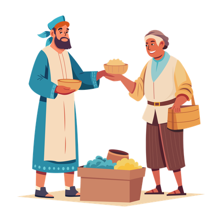 People doing Bartering  Illustration