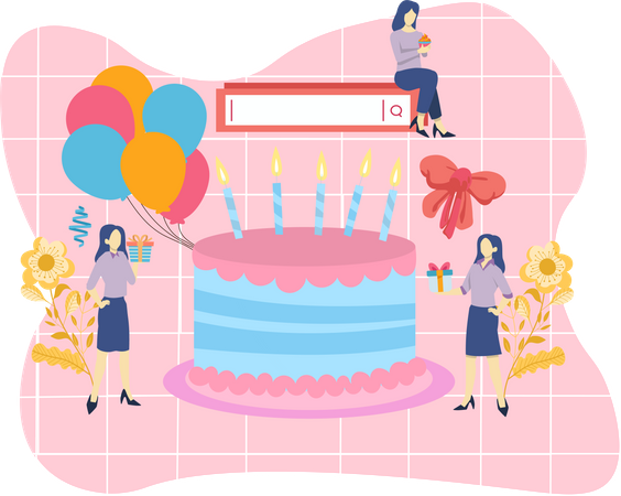 People doing birthday celebration  Illustration