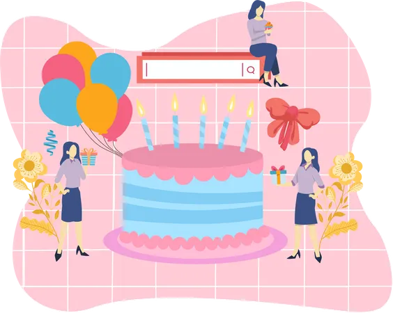 People doing birthday celebration  Illustration