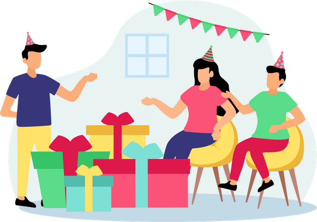 People doing Birthday Party  Illustration