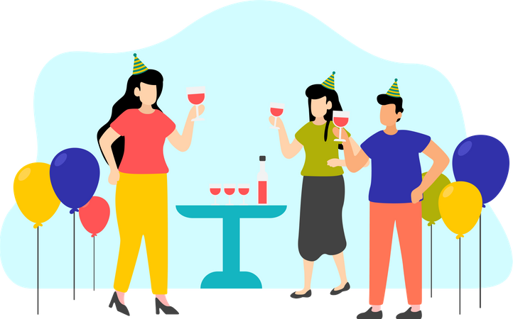 People doing Birthday Party  Illustration