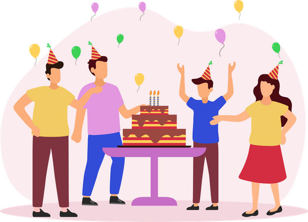 People doing Birthday Party  Illustration