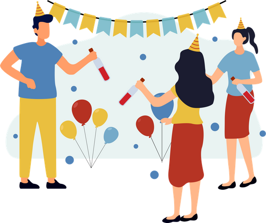 People doing Birthday Party  Illustration