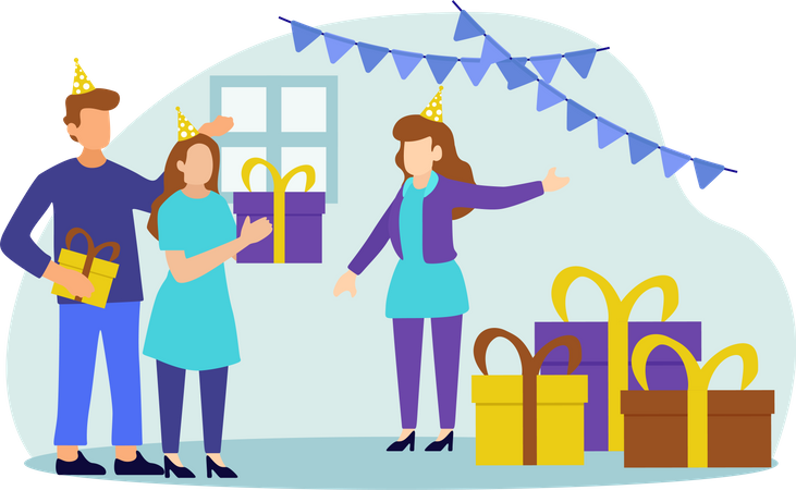 People doing Birthday Party  Illustration