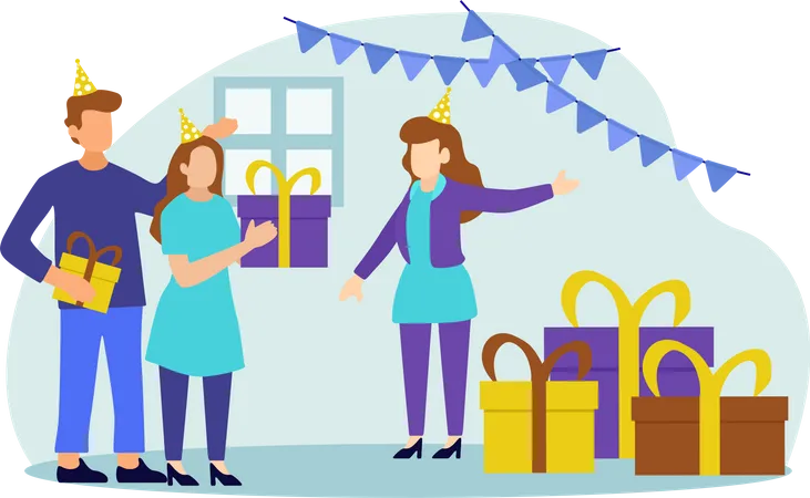 People doing Birthday Party  Illustration