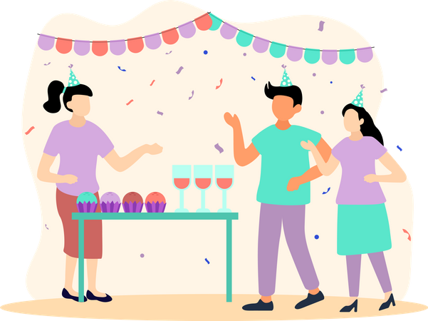 People doing Birthday Party  Illustration