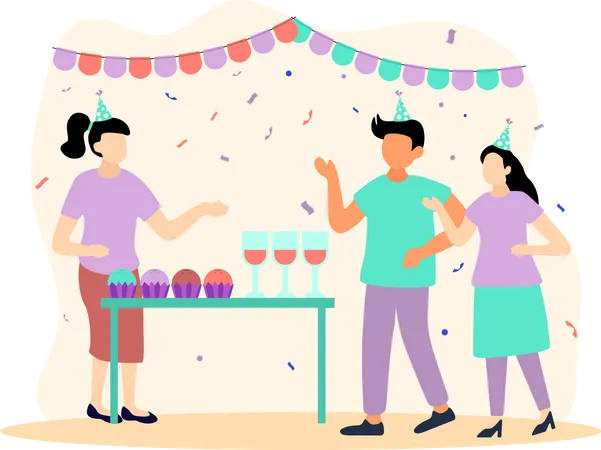 People doing Birthday Party  Illustration