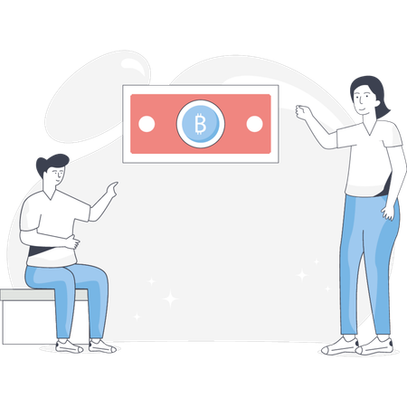 People Doing Bitcoin Trading  Illustration