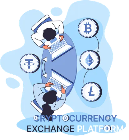 People doing blockchain management  Illustration