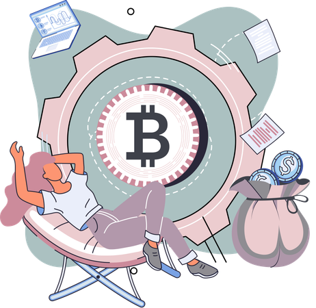 People doing blockchain management  Illustration