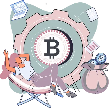 People doing blockchain management  Illustration