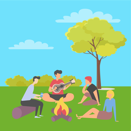 People doing bonfire  Illustration