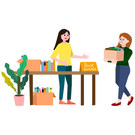 People doing Book donation Illustration