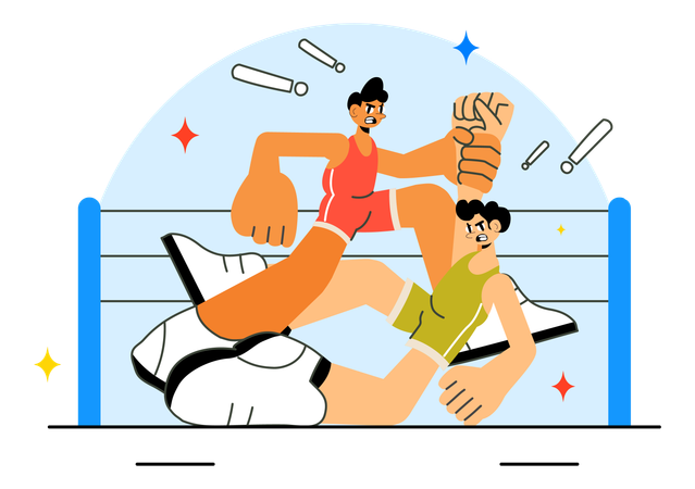 People doing boxing match  Illustration