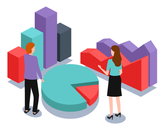 People doing business analysis  Illustration