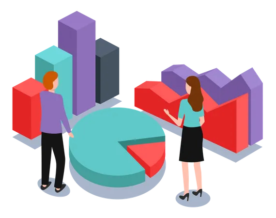 People doing business analysis  Illustration