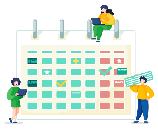 People doing calendar management  Illustration