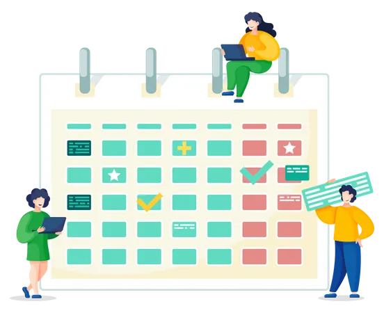 People doing calendar management  Illustration