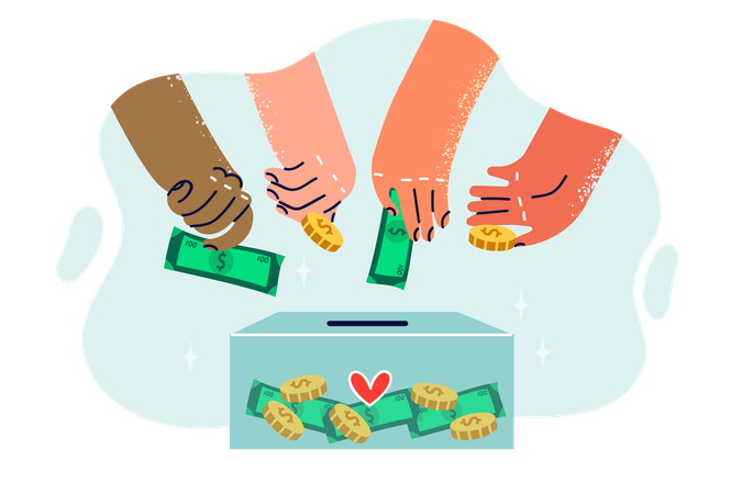 People doing charity donation  Illustration