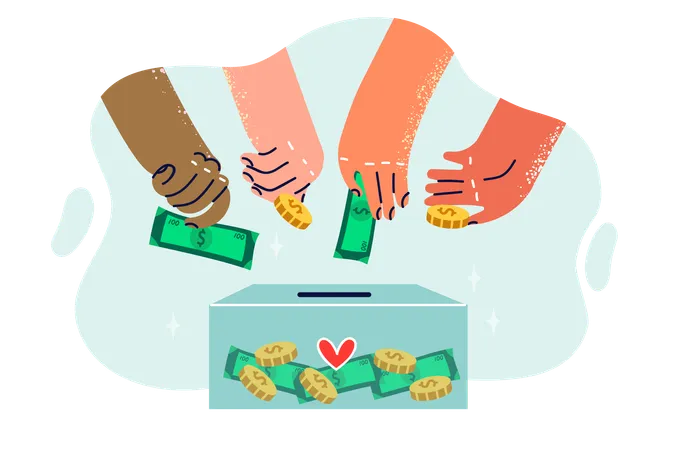 People doing charity donation  Illustration