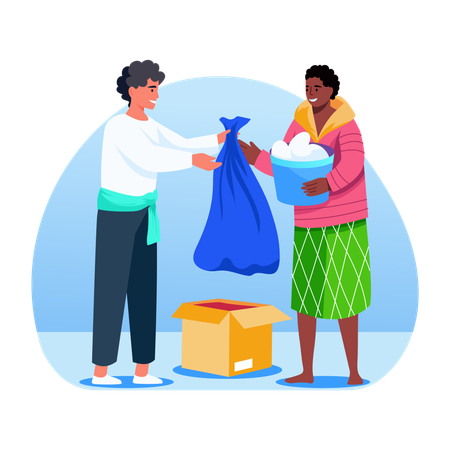 People doing charity donation  Illustration