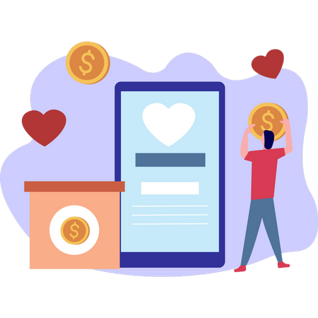 People Doing Charity Online  Illustration