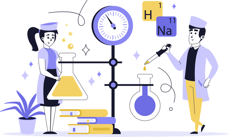 People doing chemical research in laboratory  Illustration