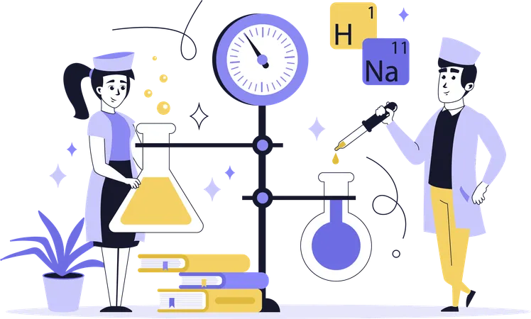 People doing chemical research in laboratory  Illustration